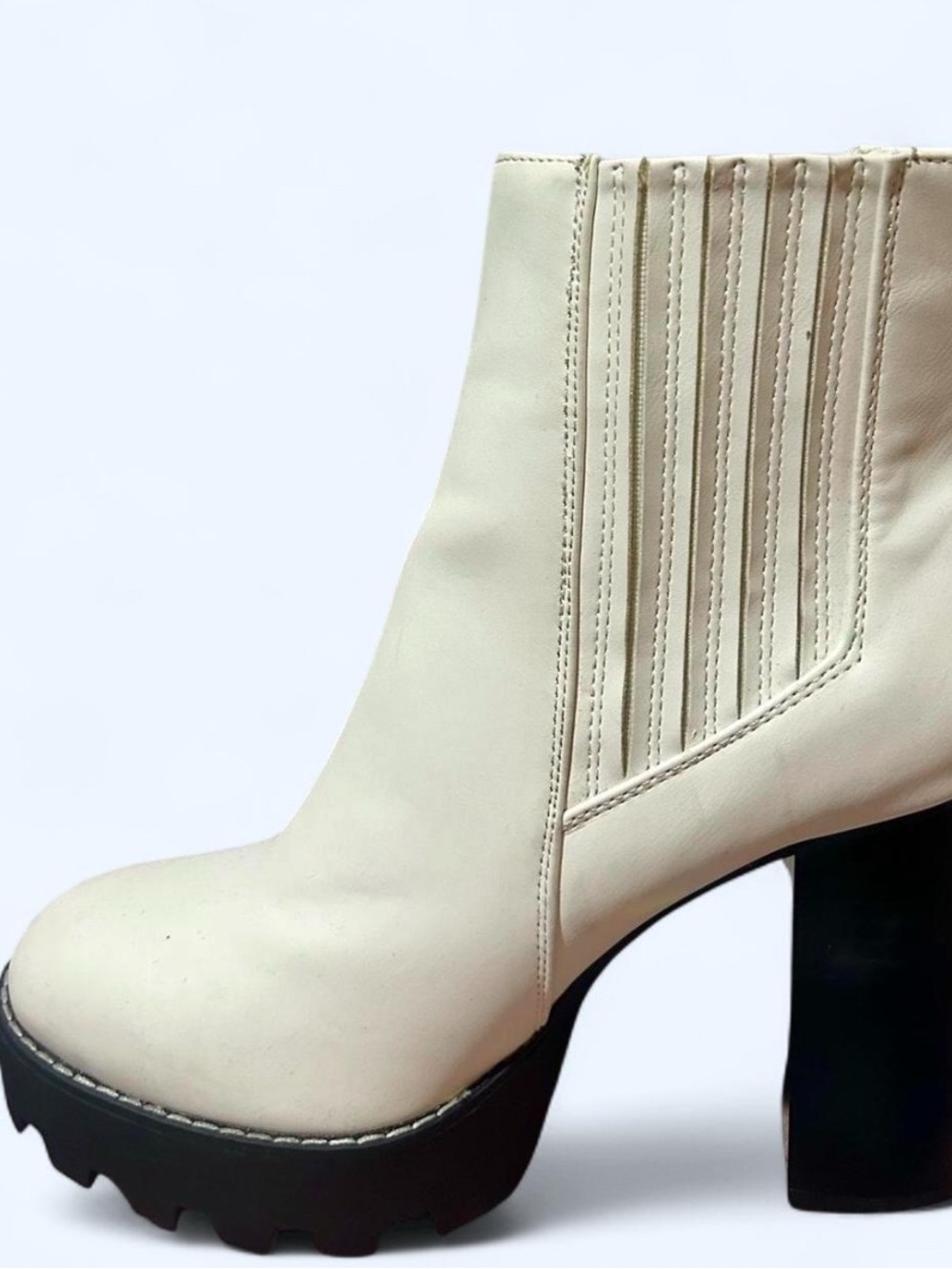 Forever 21 Cream Platform Lug Ankle Boots